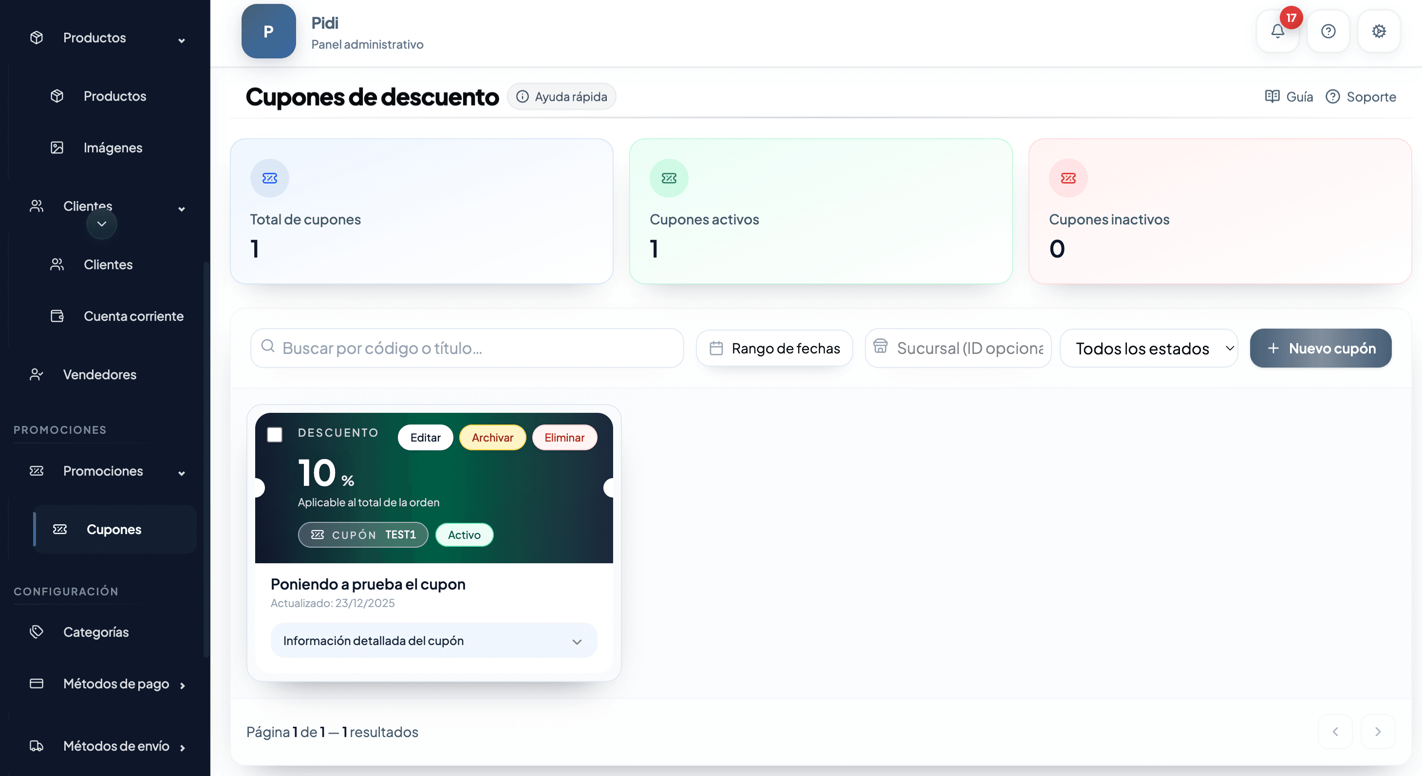 Gestión de promociones